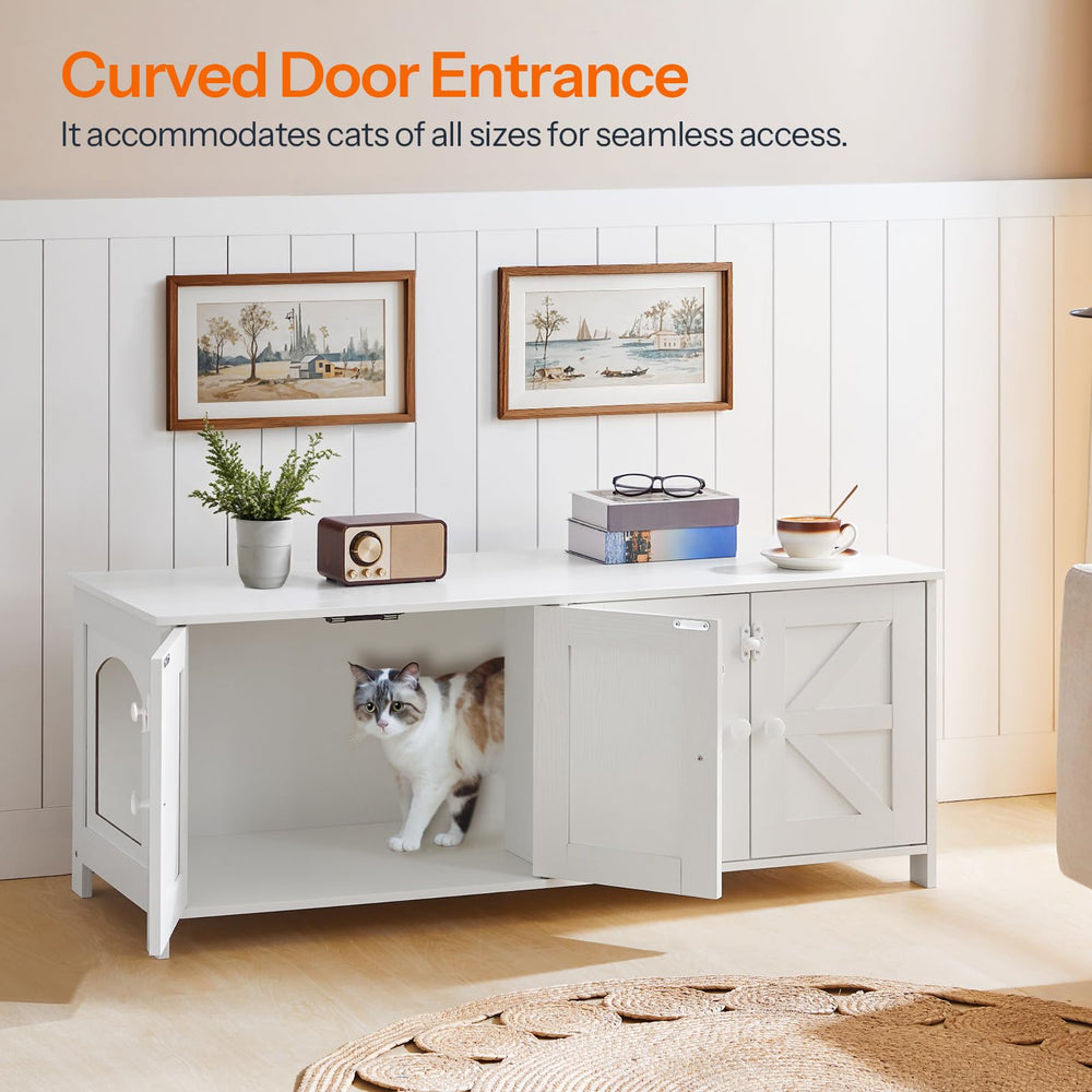 HOOBRO cat litter box enclosure dual doors entry view eases cat access and privacy