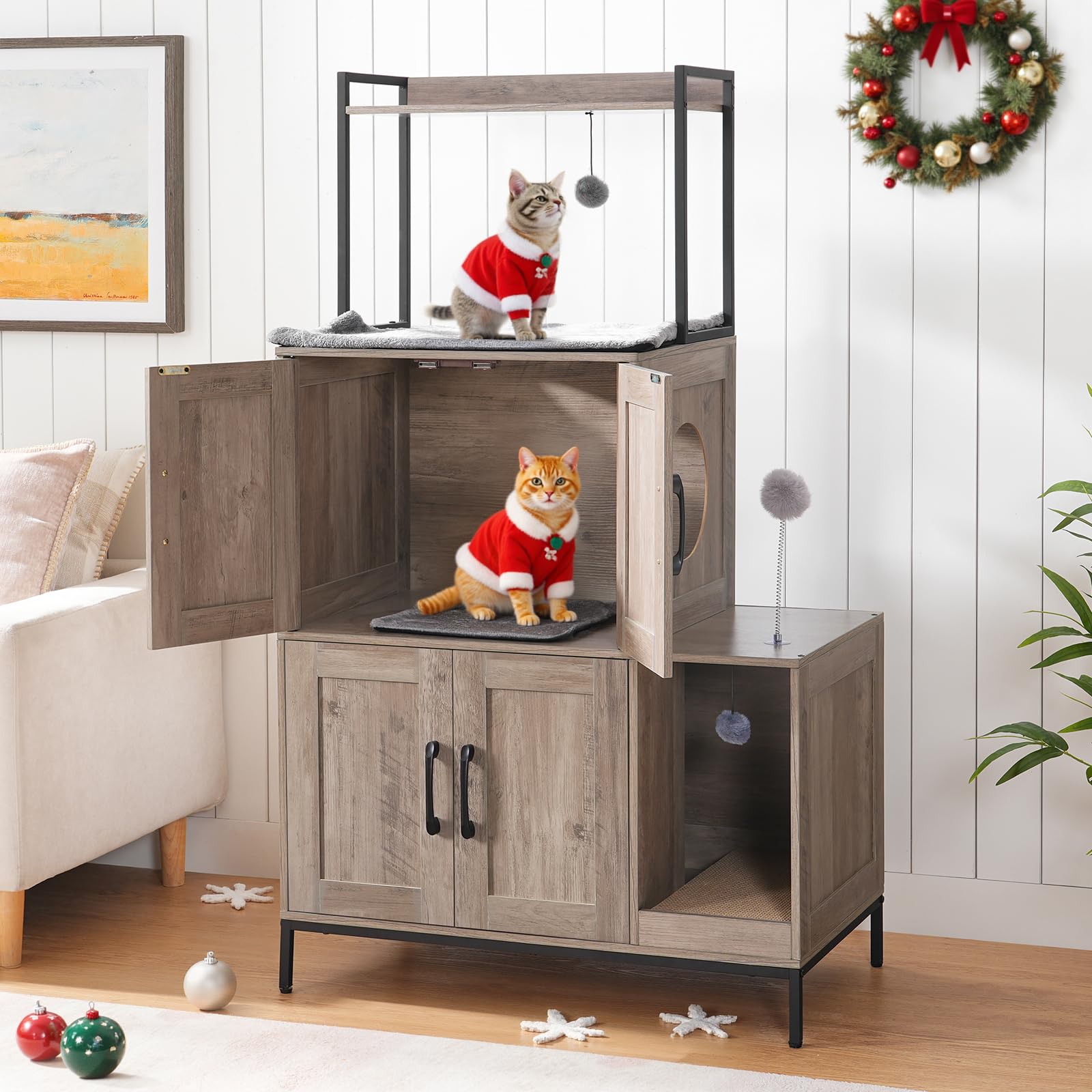 HOOBRO cat litter box enclosure side panel showing integrated storage and style