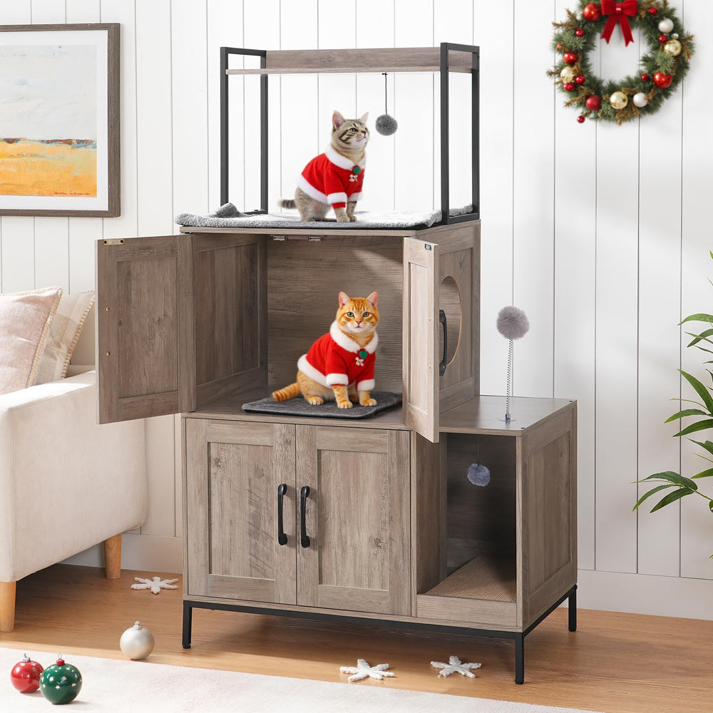 HOOBRO cat litter box enclosure side panel showing integrated storage and style