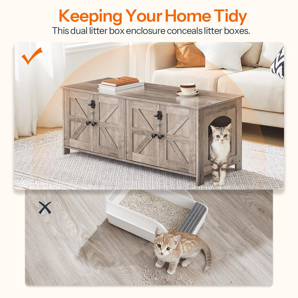 HOOBRO interior-space offers ample room for two felines to relax and nest.