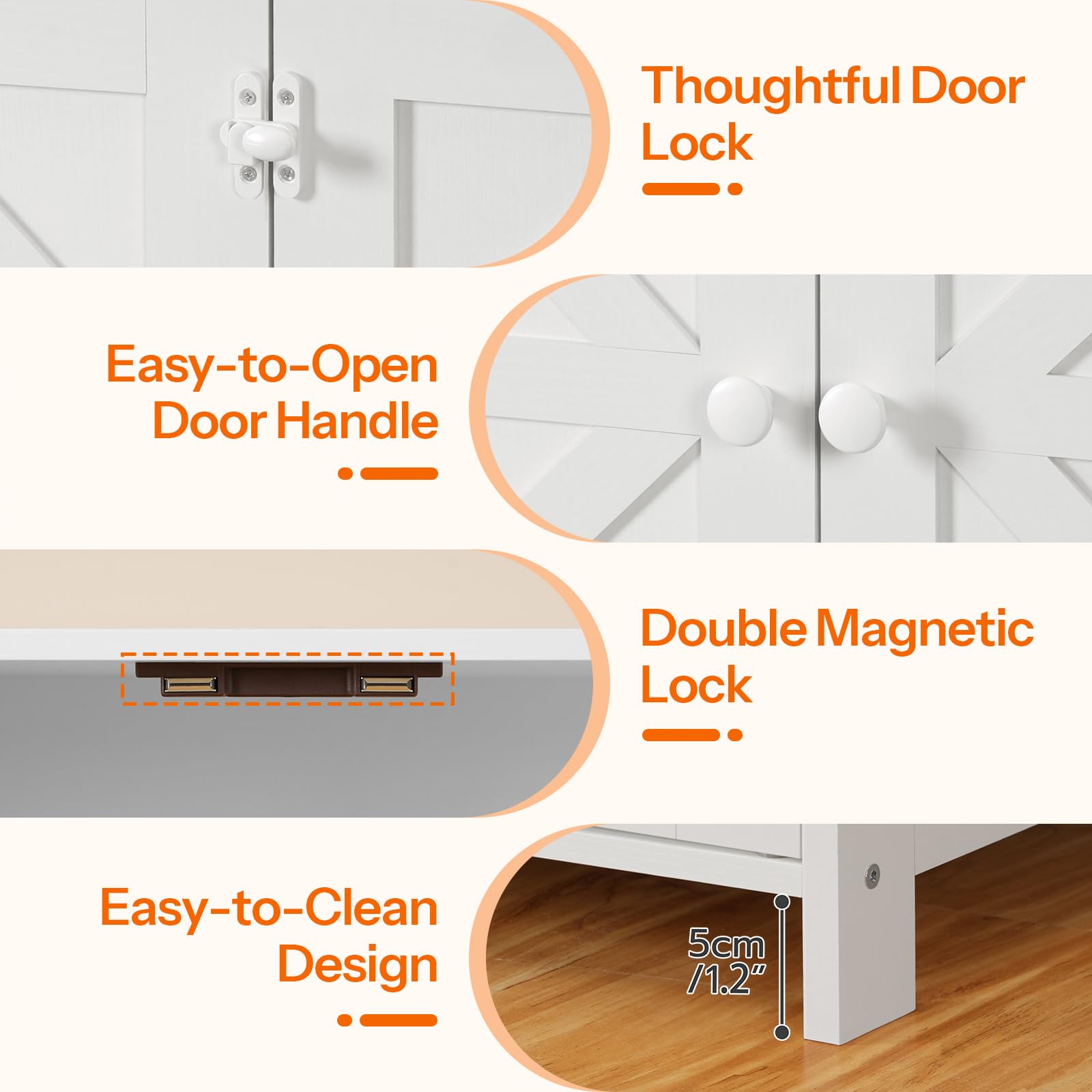 HOOBRO cat litter box enclosure legs stability ensures solid placement on floors