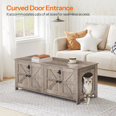 HOOBRO cat-litter-box-enclosure side-arch-doors provide easy entry for two cats.