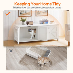 HOOBRO cat litter box enclosure wood veneer detail highlights sturdy, stylish pet furniture