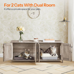 HOOBRO wooden-veneer finish blends with home decor while offering a discreet litter solution.