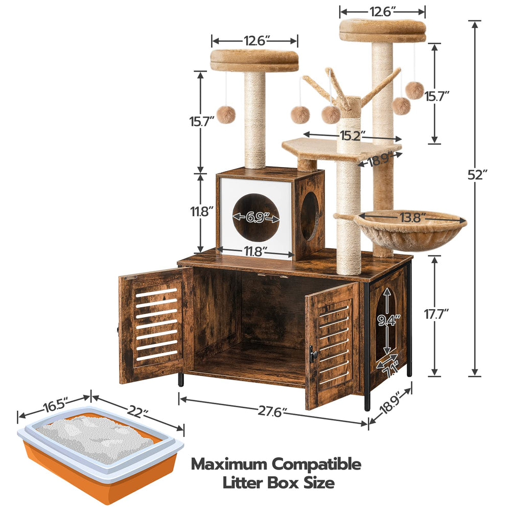 HOOBRO cat tree adjustable feet protect floors and stabilize the unit.