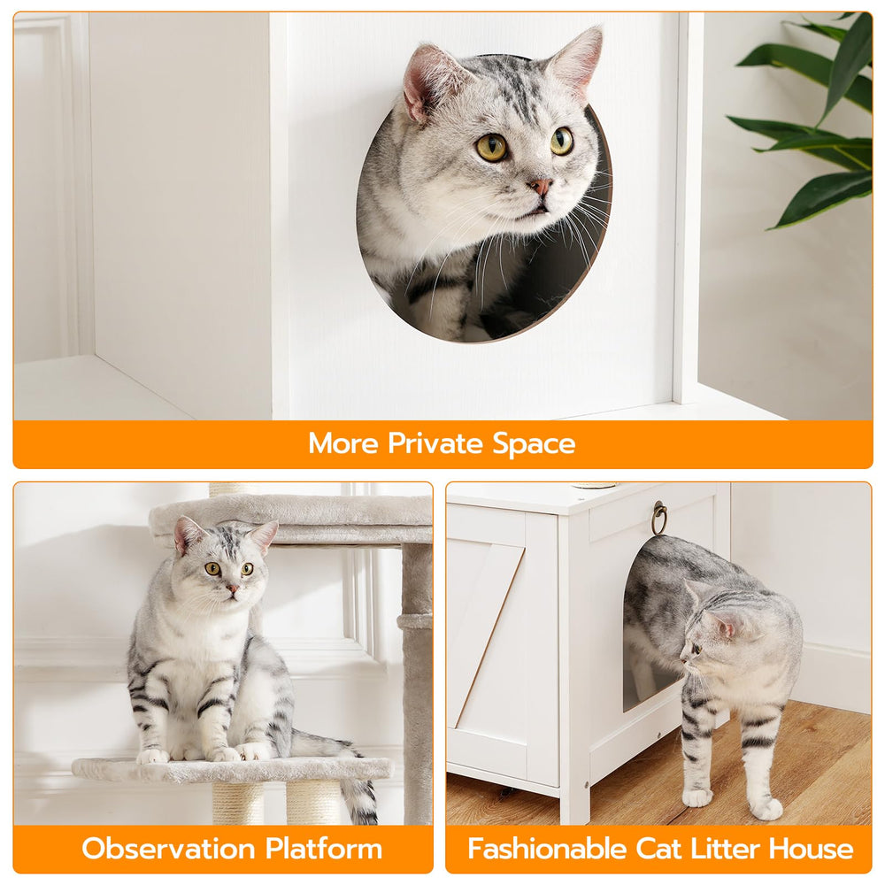 HOOBRO cat tree arched-door configuration supports flexible room placement.