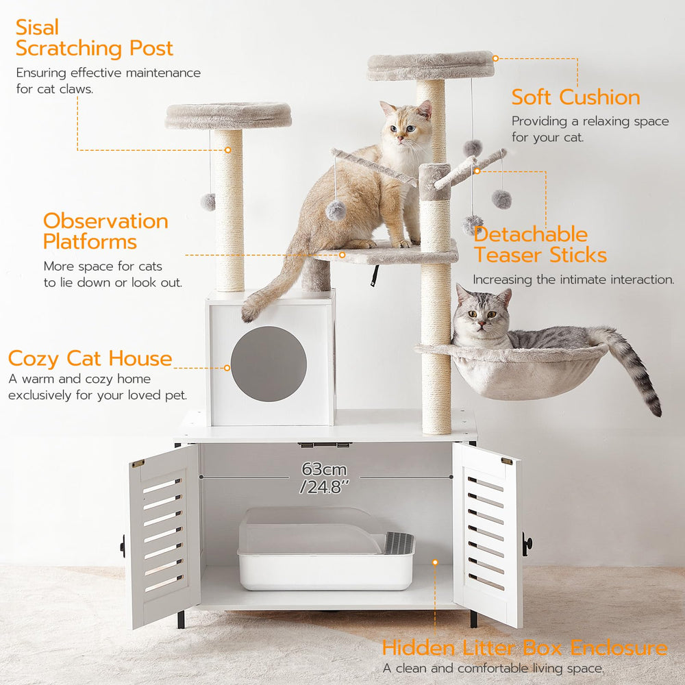 HOOBRO cat tree cat house condo offers cozy private retreat