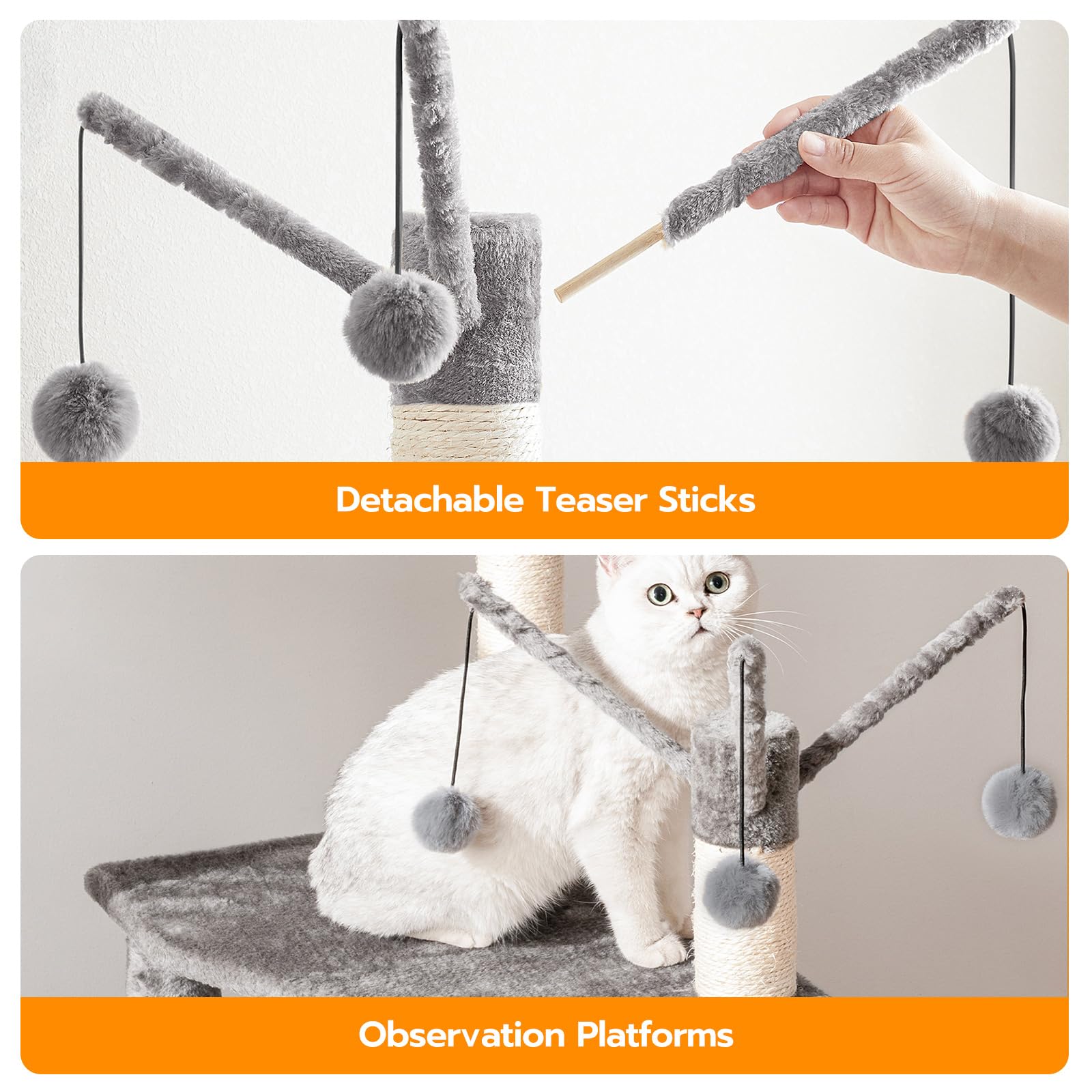 HOOBRO cat tree hammock and decks encourage relaxed lounging