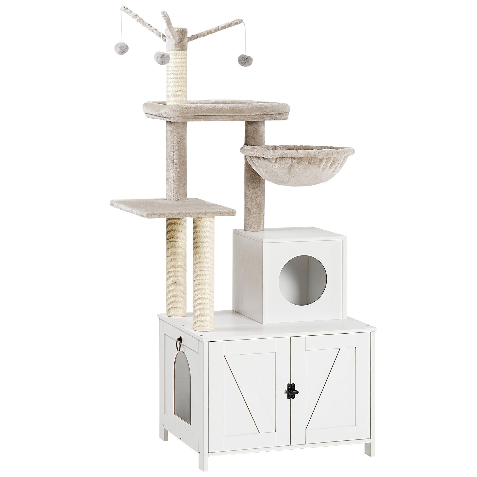 HOOBRO cat tree living room setup demonstrates space-saving all-in-one cat furniture.