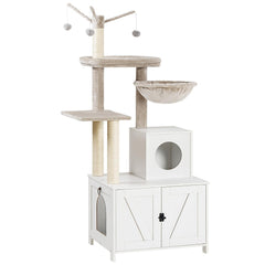 HOOBRO cat tree living room setup demonstrates space-saving all-in-one cat furniture.