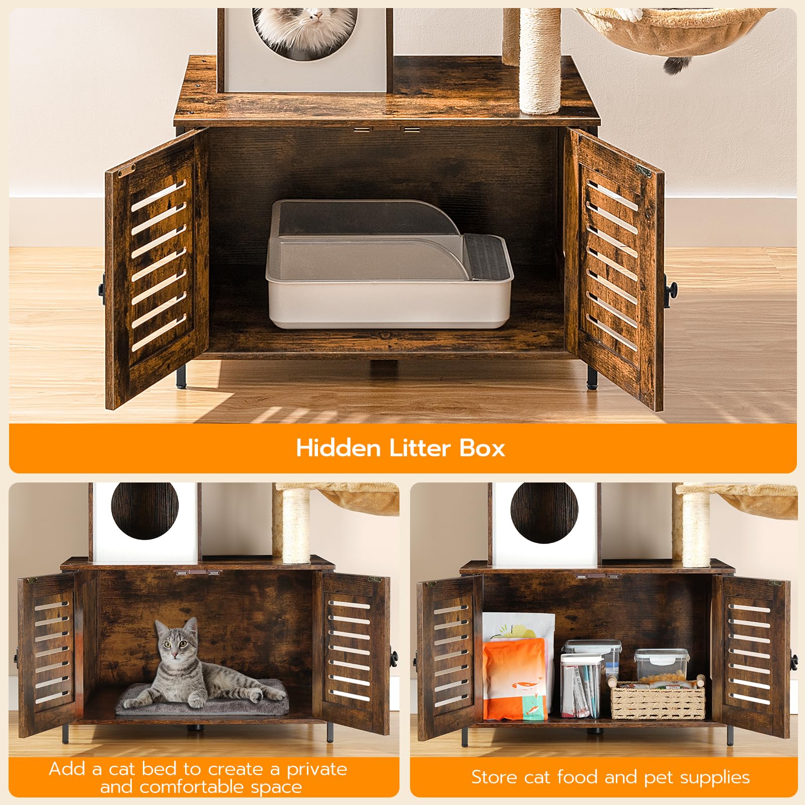 HOOBRO cat tree observation decks offer elevated views and supervised rest.