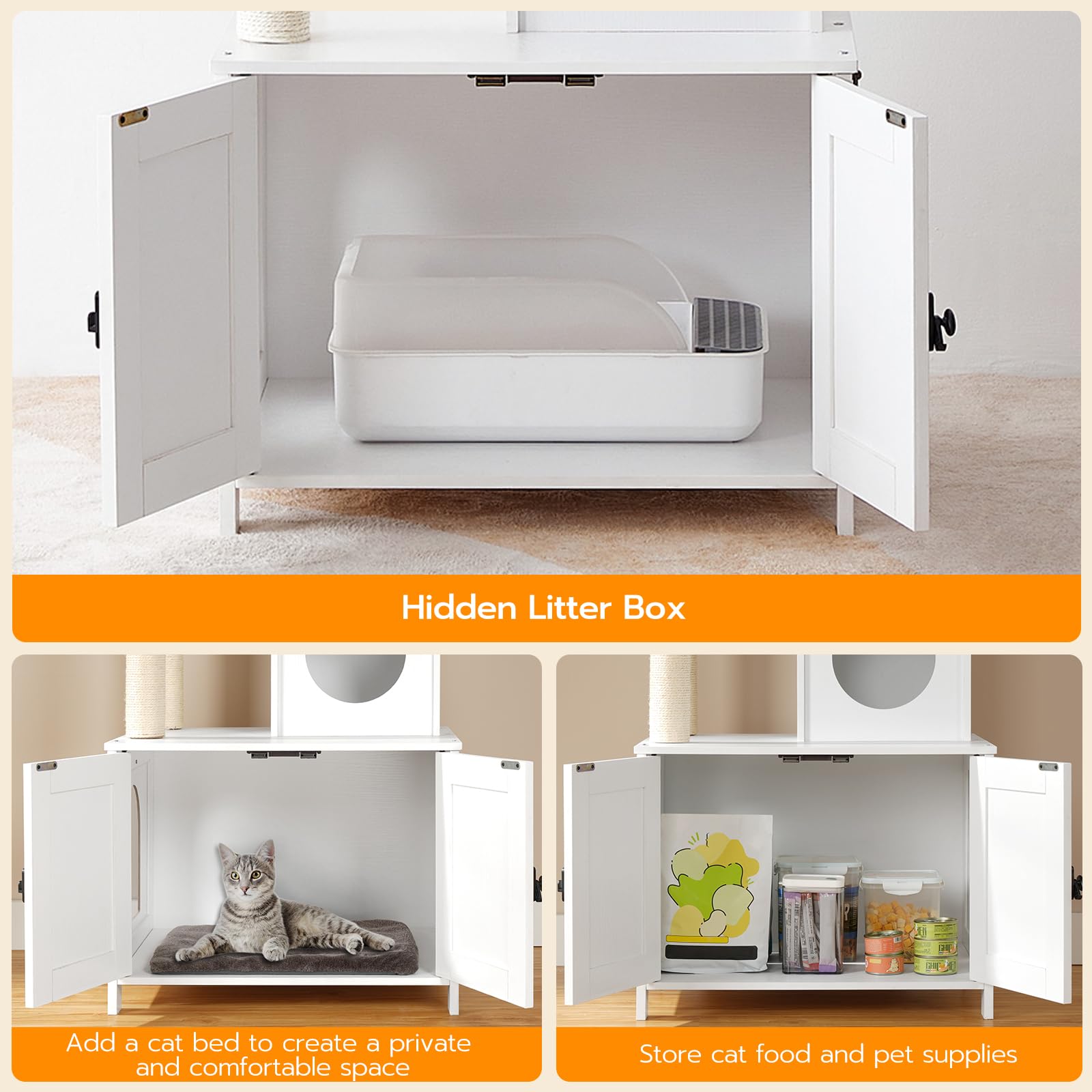 HOOBRO cat tree sisal posts offer satisfying claw sharpening during daily exploration.