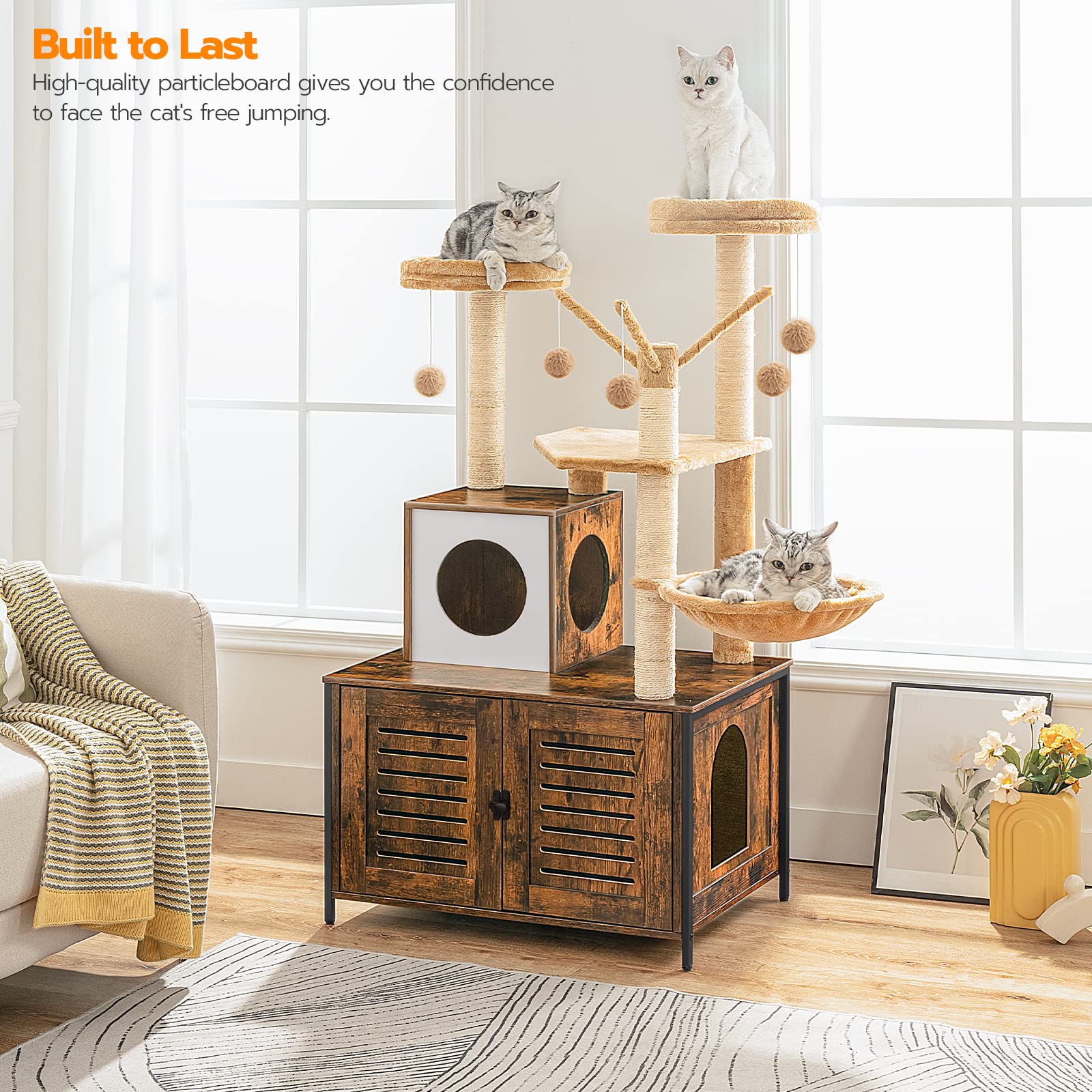 HOOBRO cat tree sisal posts give cats a satisfying scratch and climb challenge.