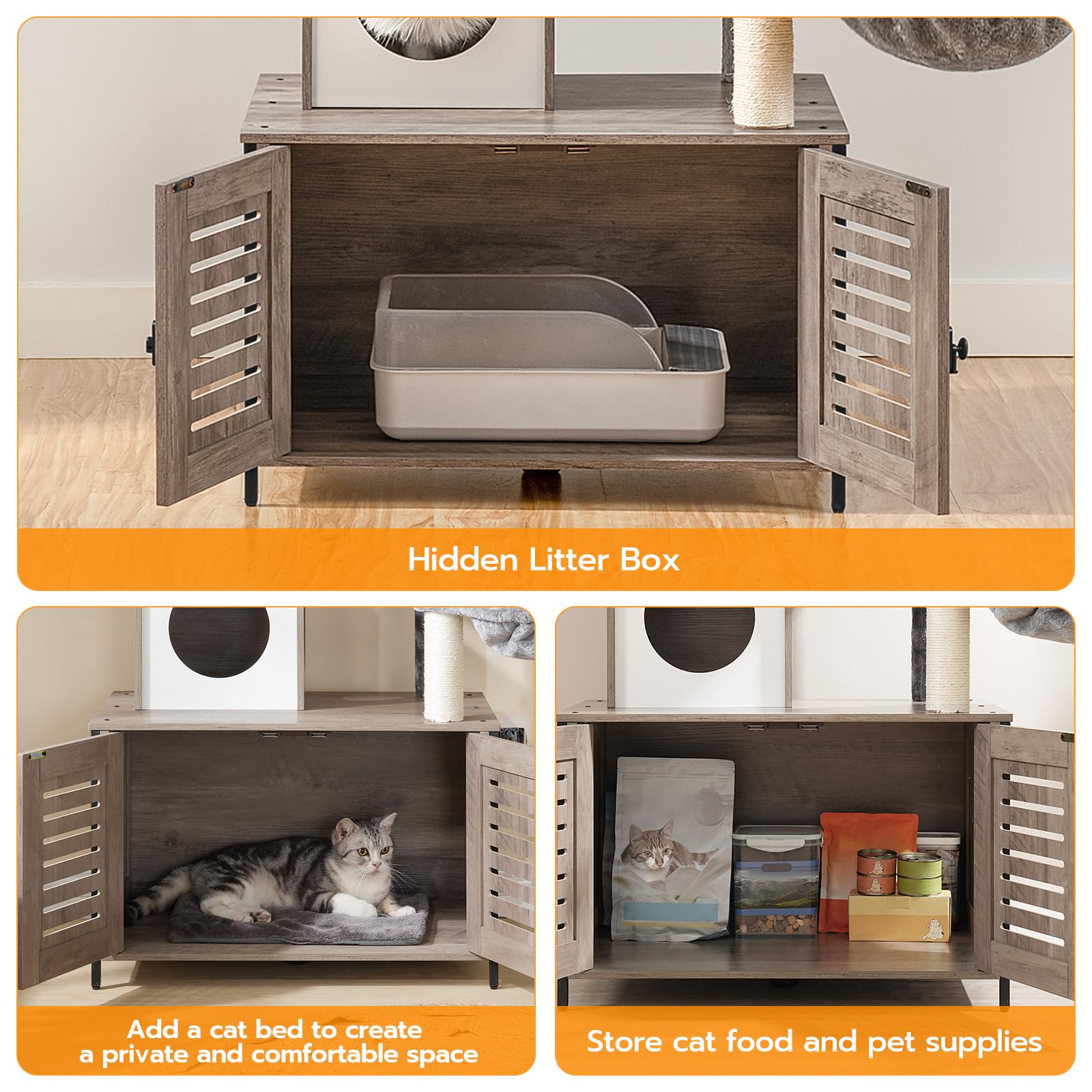 HOOBRO cat tree plush cushions offer cozy resting spots for cats