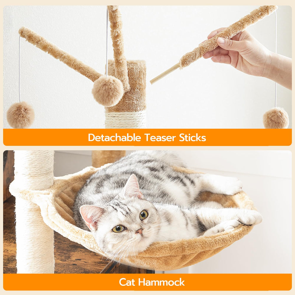 HOOBRO cat tree square cat house offers quiet retreat with two access holes.