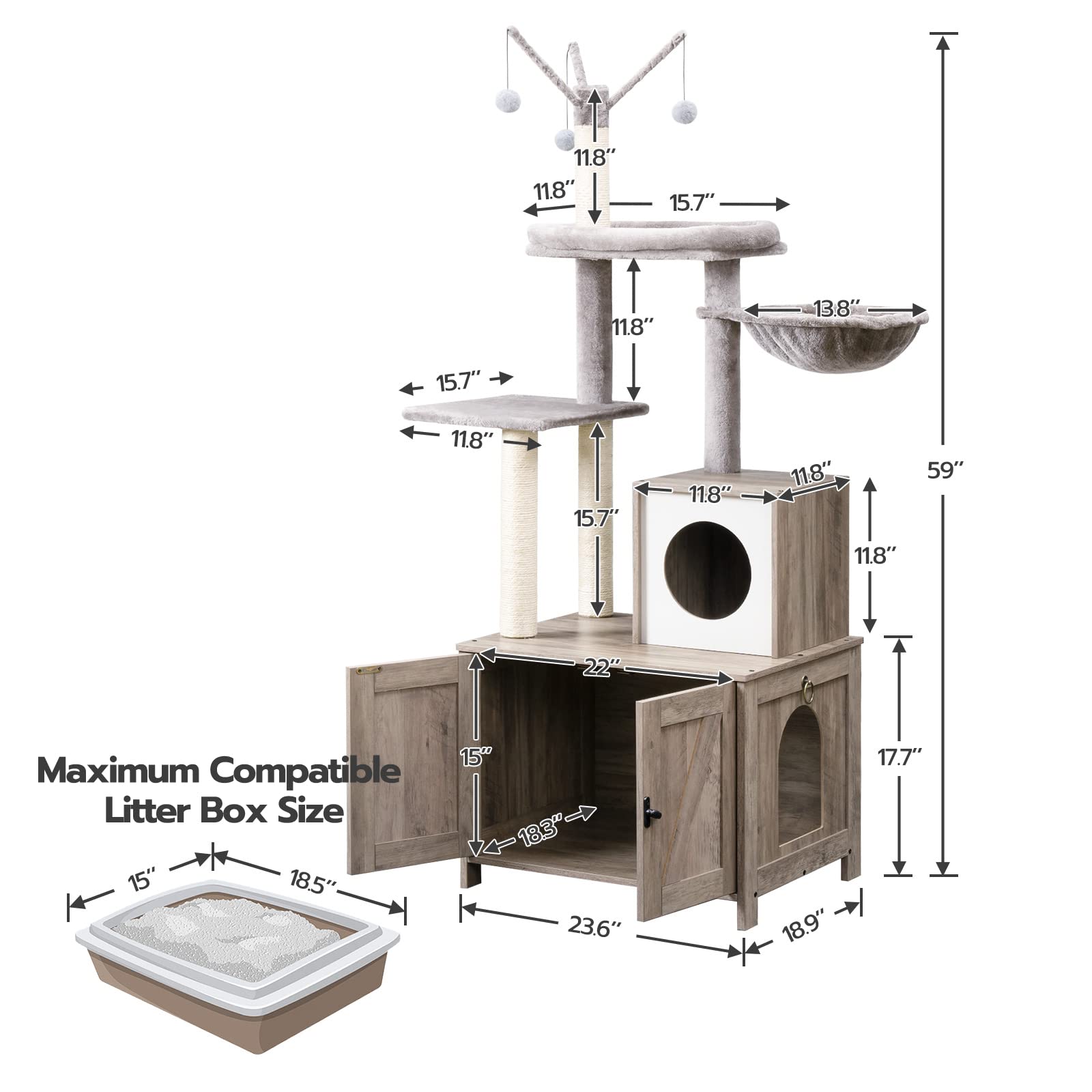 HOOBRO Cat Tree Tower cat play balls stimulate interactive play