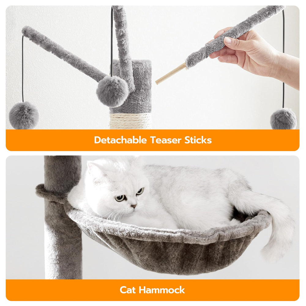 HOOBRO Cat Tree Tower front doors enable easy access and privacy