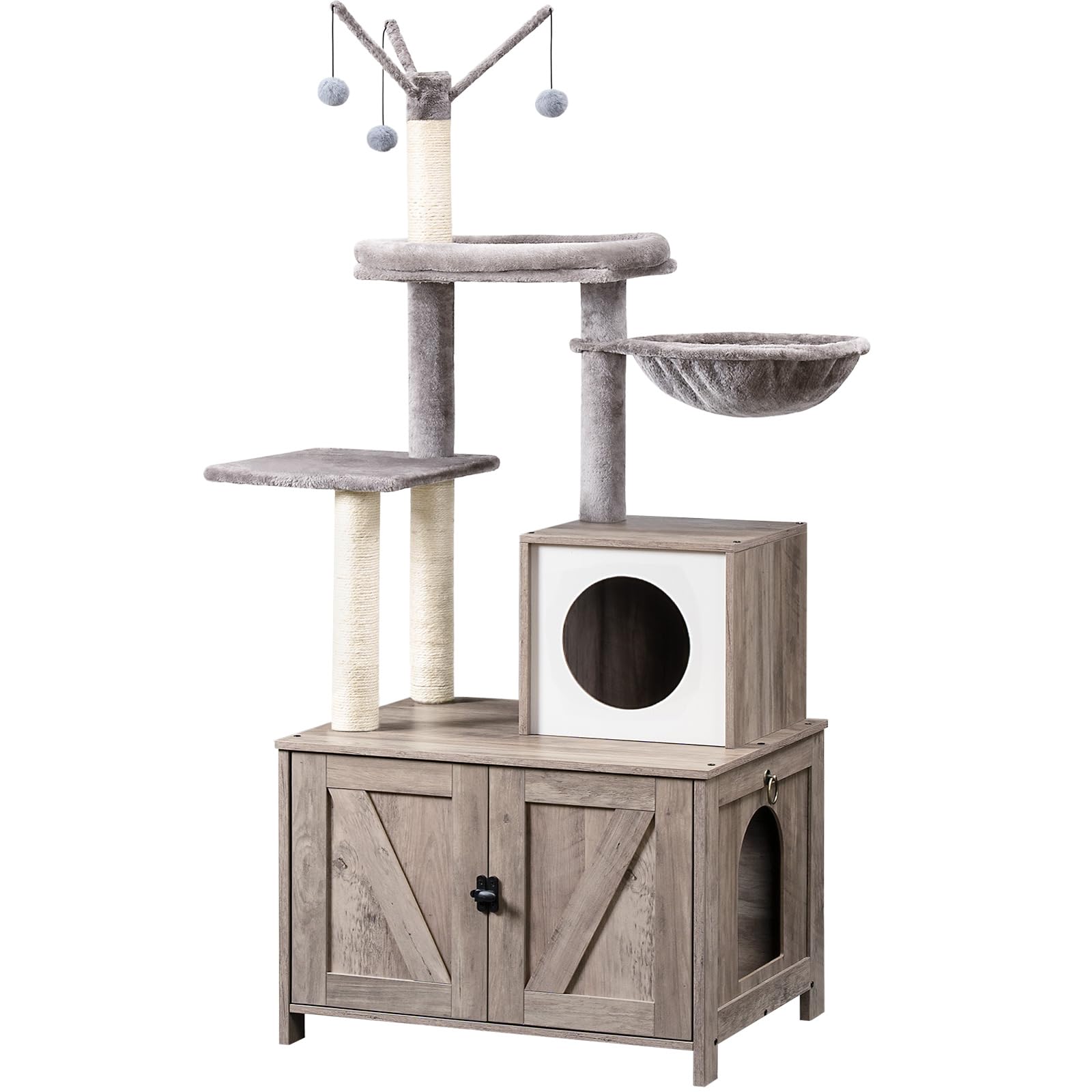 HOOBRO Cat Tree Tower greige exterior offers stylish, space-saving cat furniture