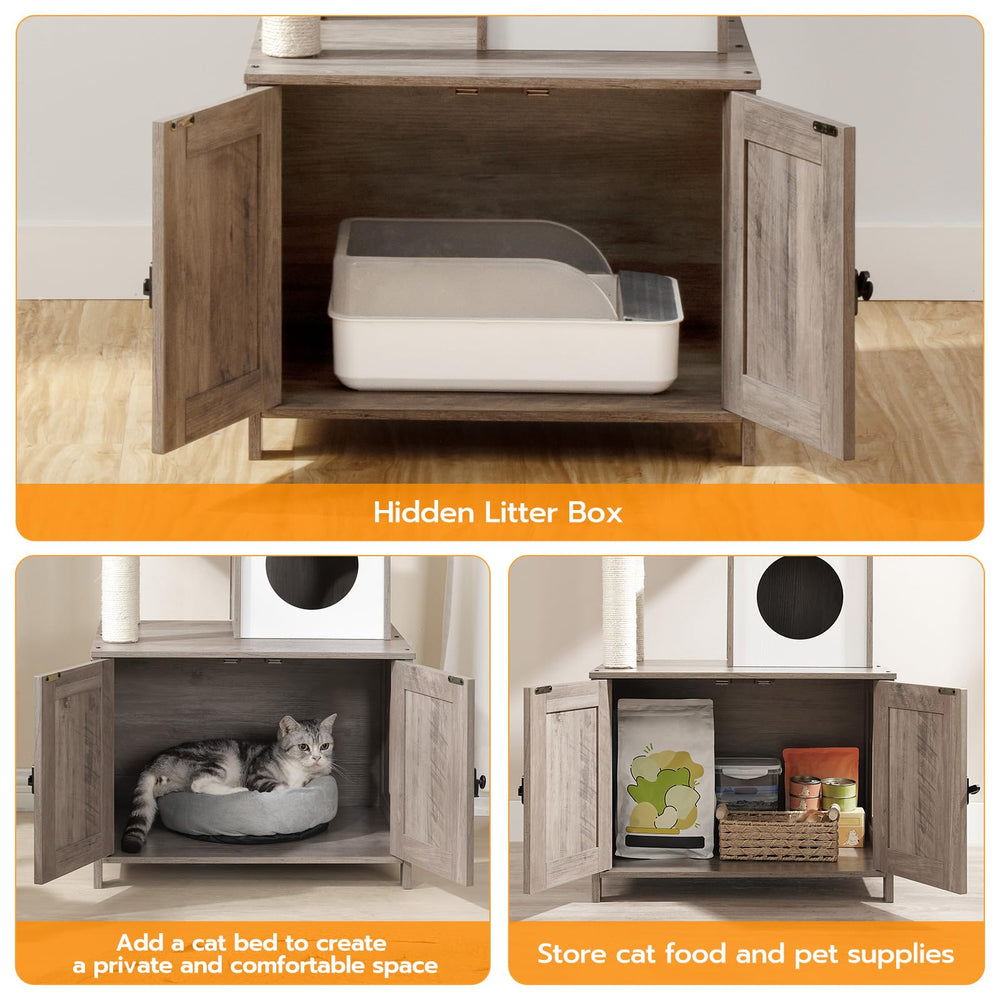 HOOBRO Cat Tree Tower plush cushions create cozy, soft resting spots