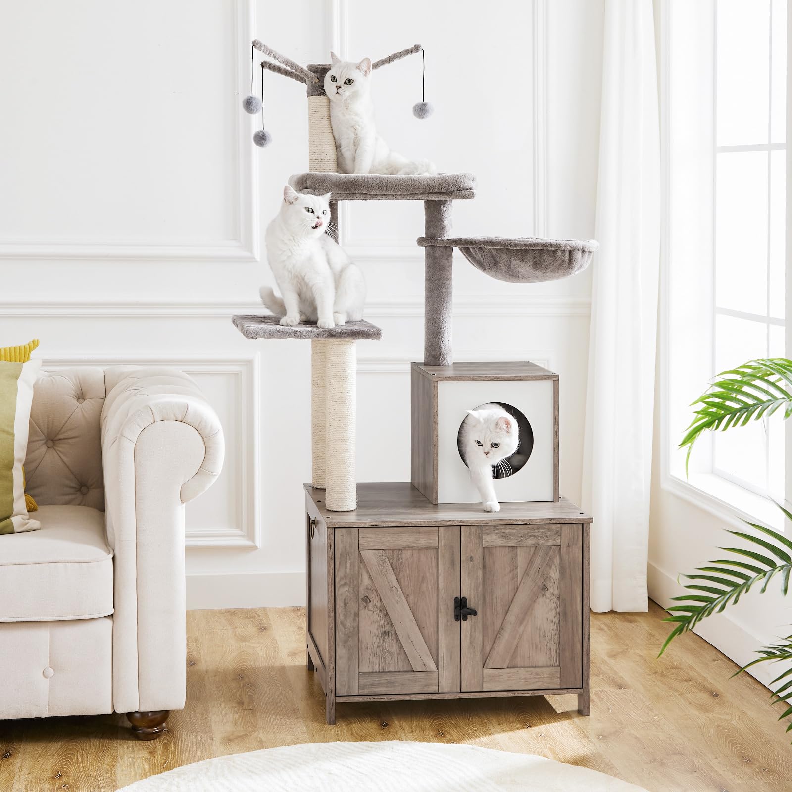 HOOBRO Cat Tree Tower sisal posts provide durable scratching and claw maintenance