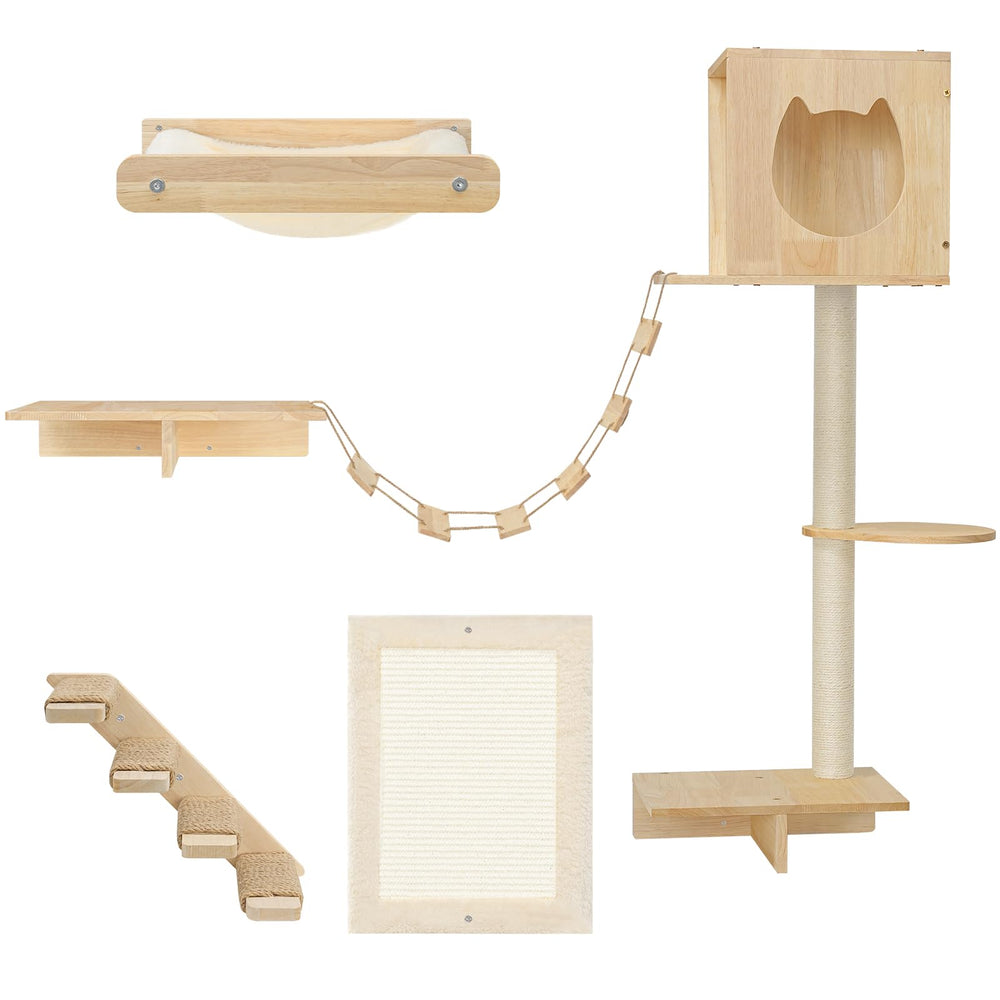 HOOBRO Cat Wall Shelves Set of 5 on wall demonstrates space-saving design for cats