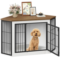 HOOBRO corner-dog-crate-furniture demonstrates space-saving corner design for compact rooms.