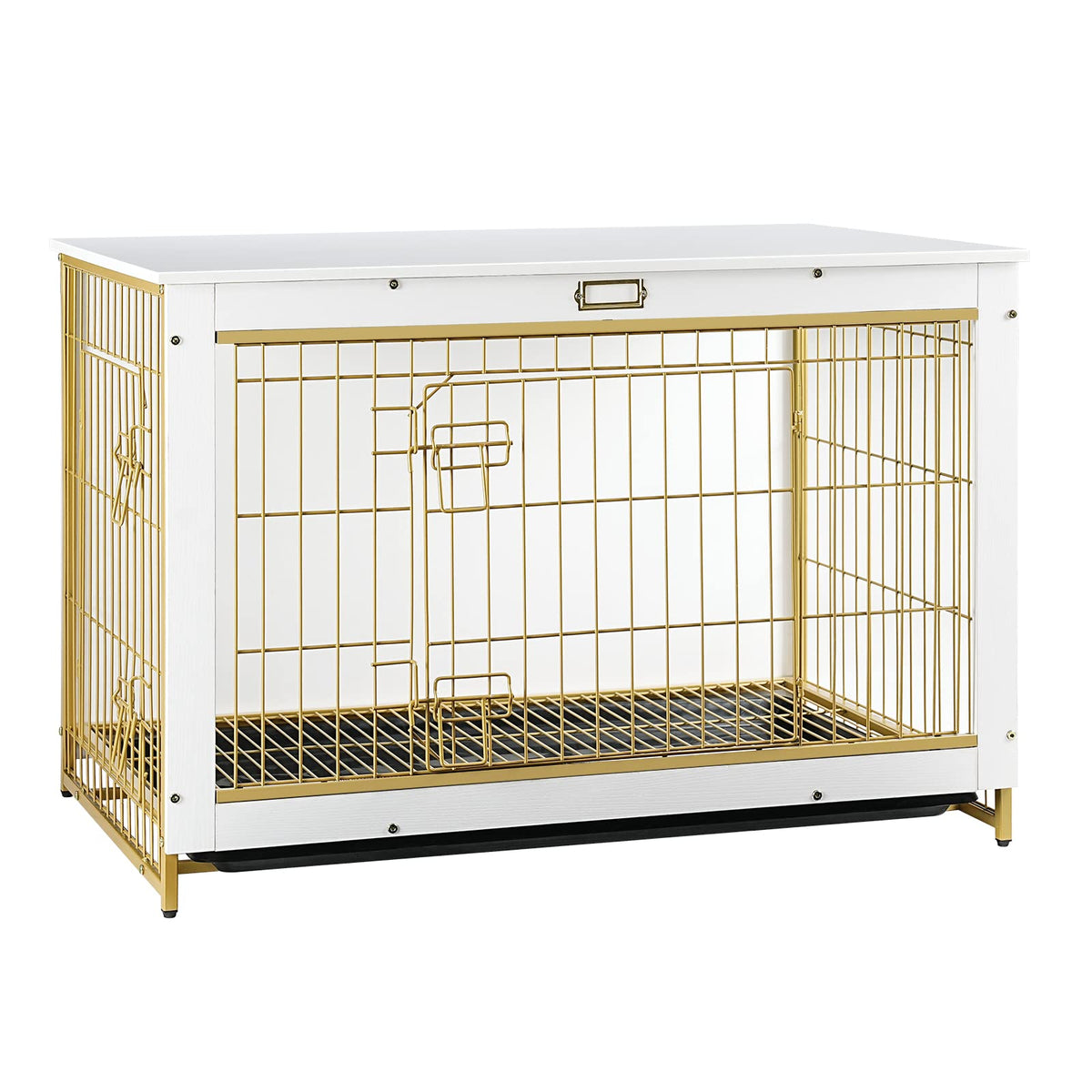 HOOBRO DW982GW03 dog crate furniture front view with dual doors for easy access and care