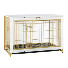 HOOBRO DW982GW03 dog crate furniture front view with dual doors for easy access and care