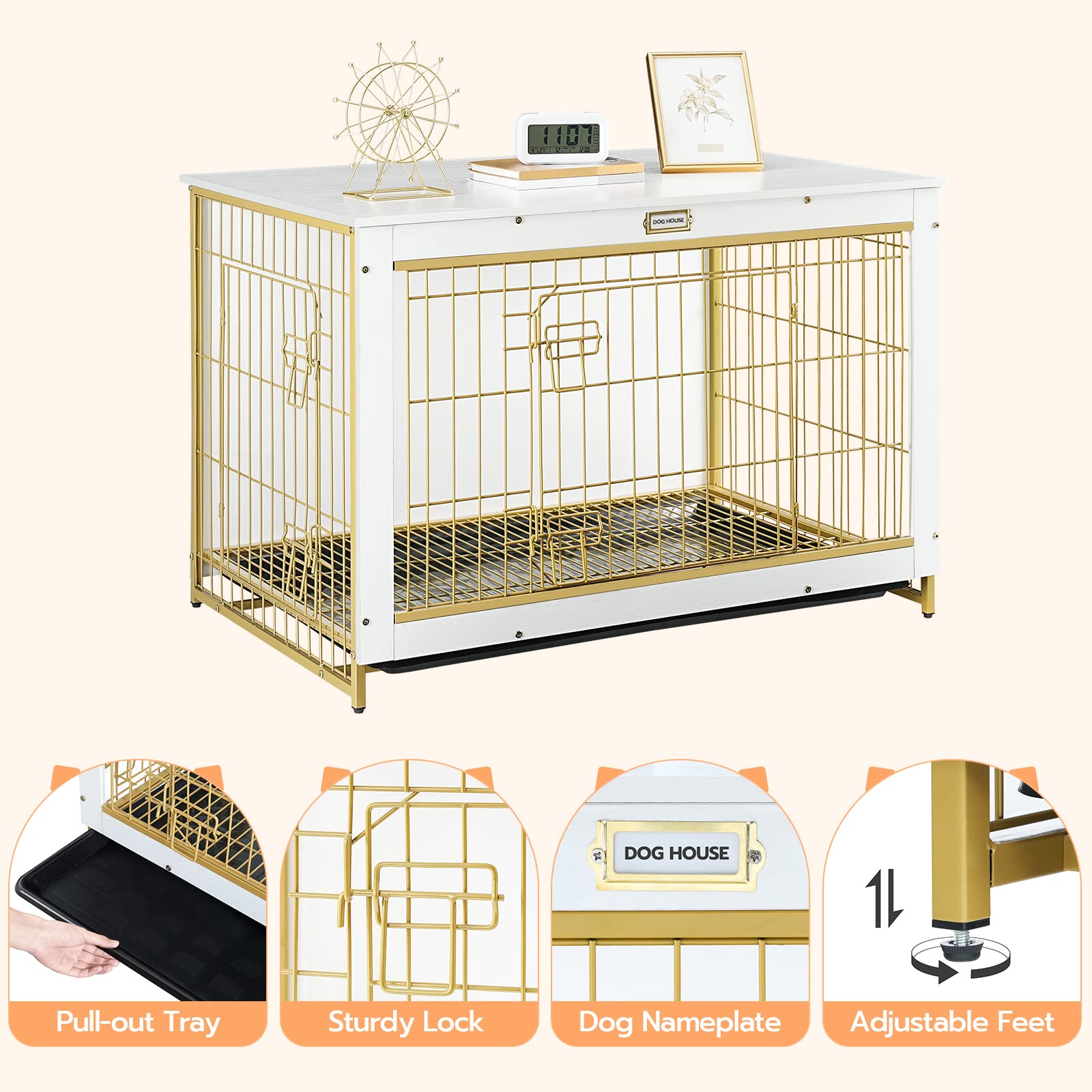 HOOBRO DW982GW03 interior dimensions reveal spacious enclosure for medium and large dogs