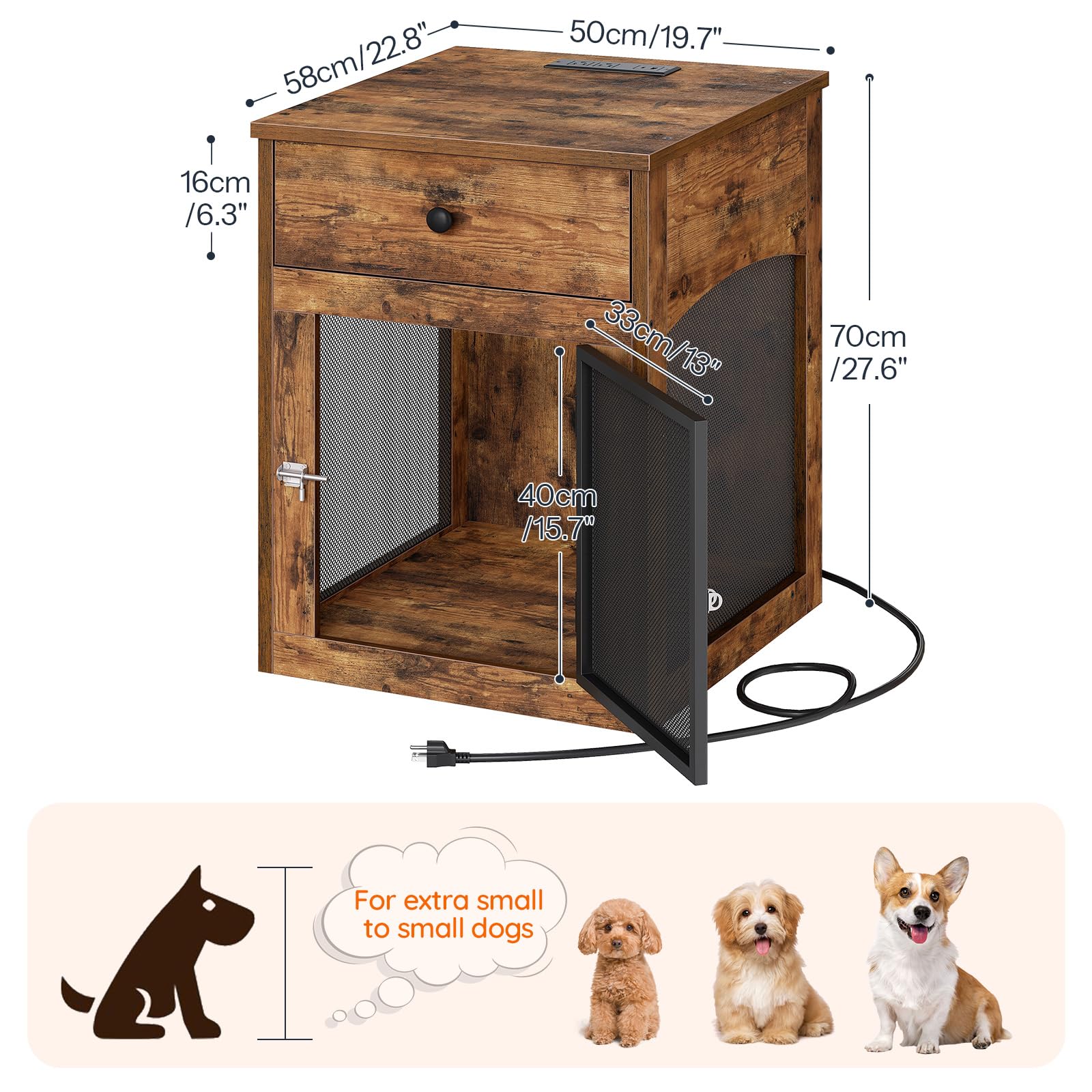 HOOBRO dog crate furniture drawer storage for toys and snacks