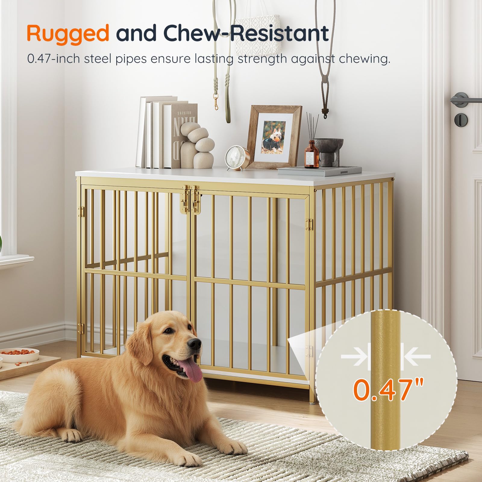 HOOBRO dog crate furniture dual door design for easy access and secure confinement