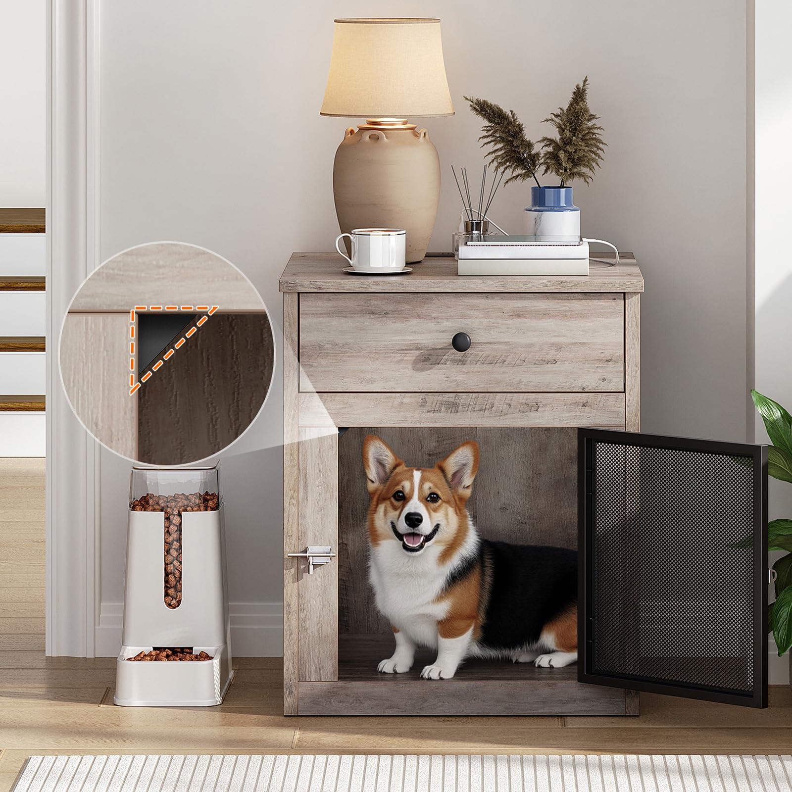 HOOBRO dog crate furniture easy-assembly parts and manual for quick setup