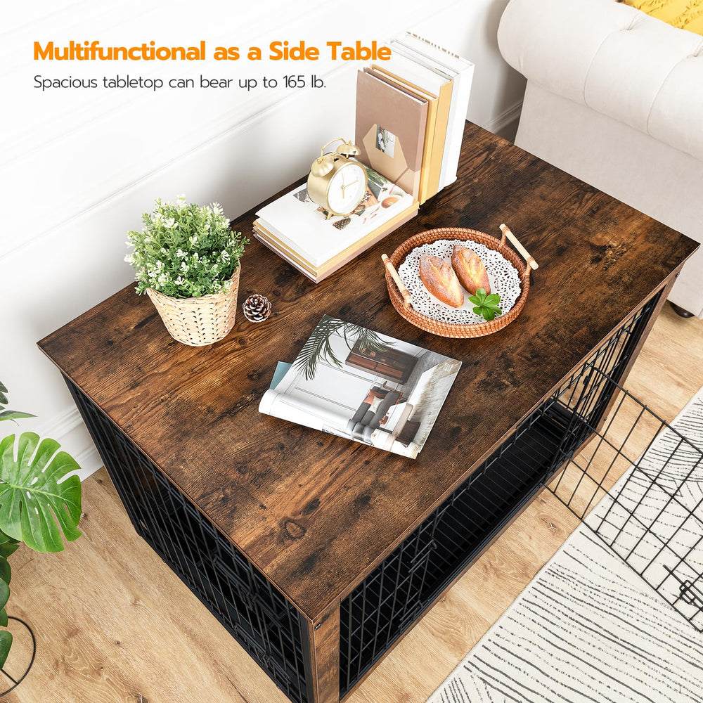 HOOBRO dog crate furniture end-table use demonstrates dual-function design.