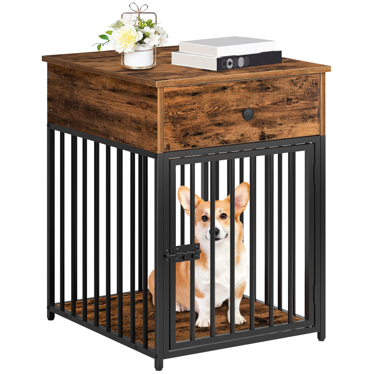 HOOBRO dog crate furniture front view with sturdy frame for small dogs