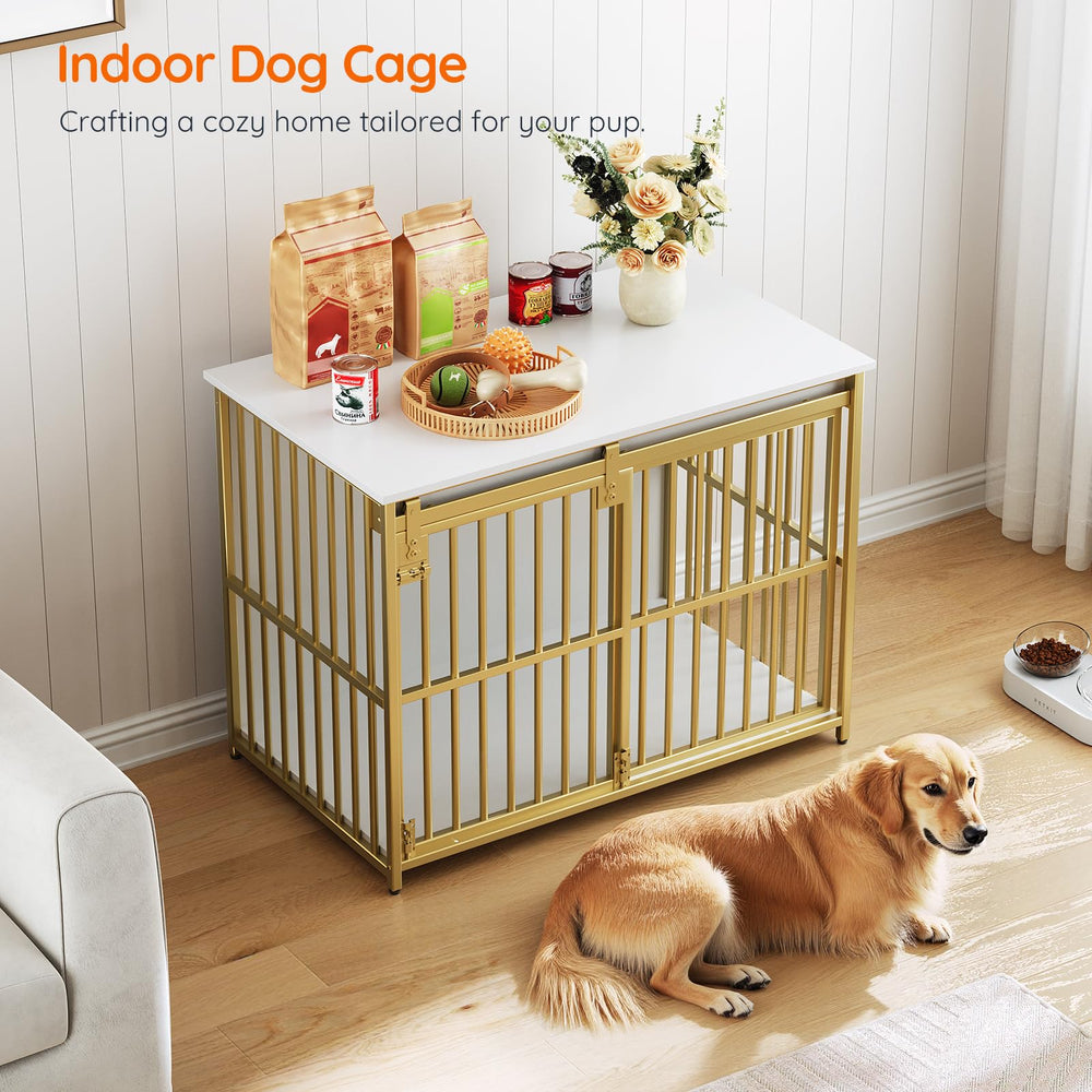 HOOBRO dog crate furniture gold finish detail adds elegant decor touch