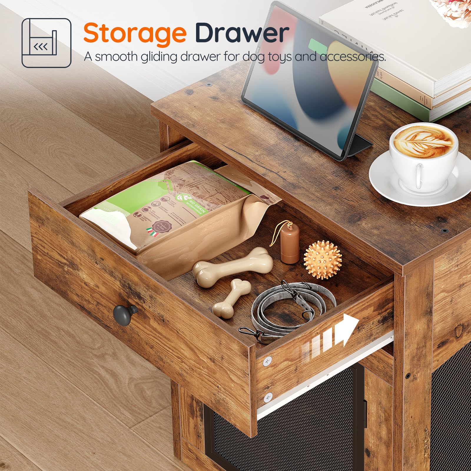 HOOBRO dog crate furniture in living room blending warmth and utility