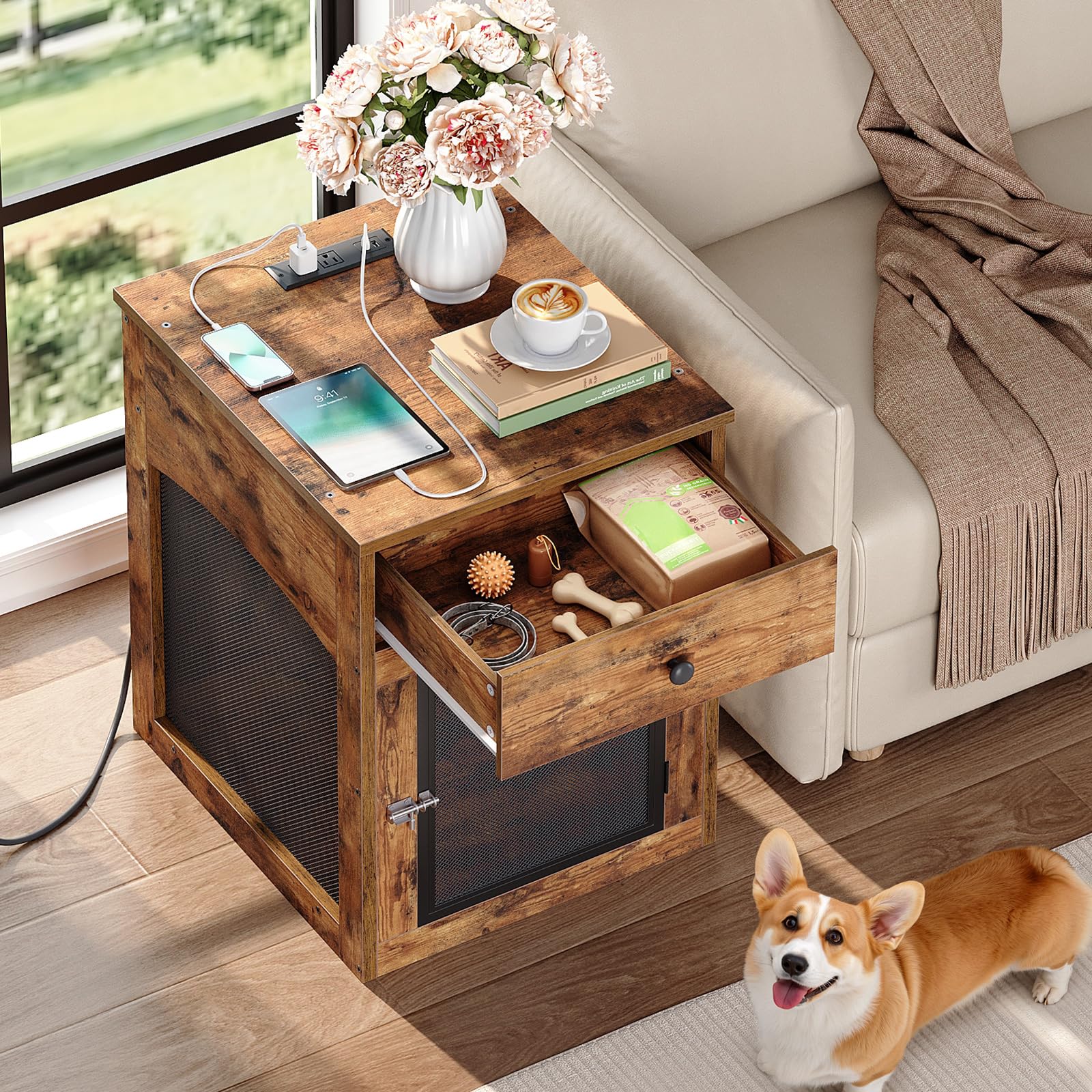HOOBRO dog crate furniture metal frame with durable industrial design