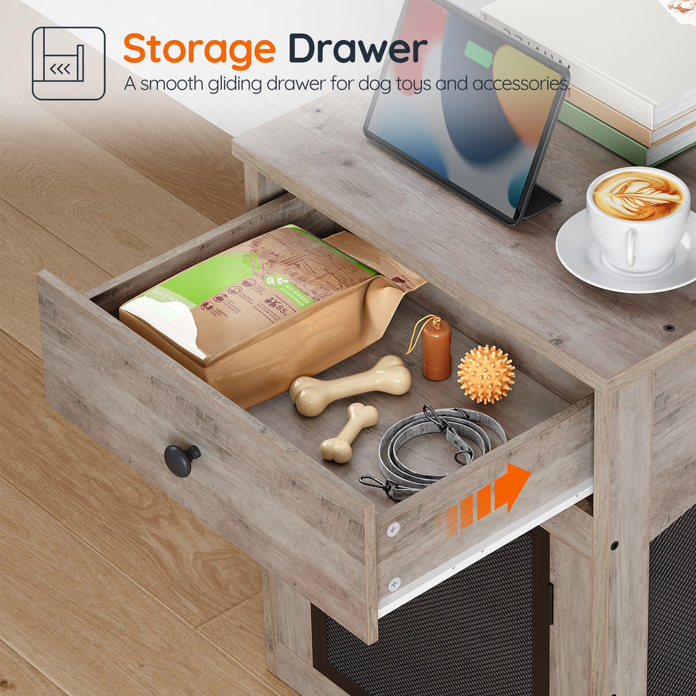 HOOBRO dog crate furniture pet-toys-storage keeps kibble organized