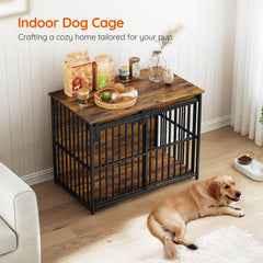 HOOBRO dog crate furniture side table display shows decor-ready surface