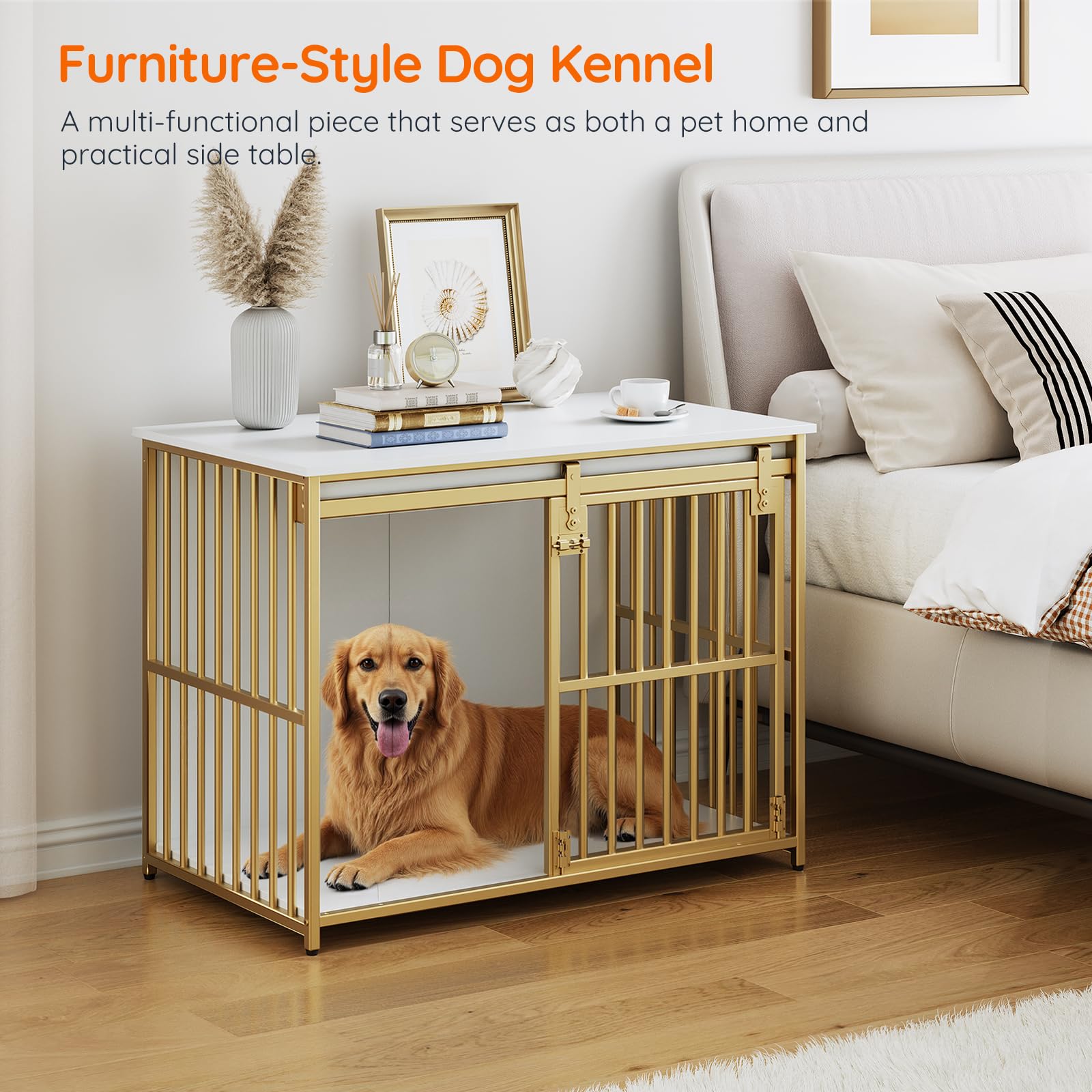 HOOBRO dog crate furniture side-table-use showcases decorative and functional surface