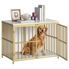 HOOBRO dog crate furniture side table front view, stylishly concealing a cozy pet space