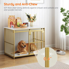 HOOBRO dog crate furniture sliding door close-up emphasizes easy access and secure latches