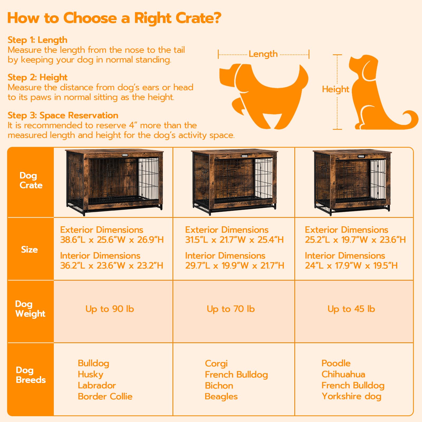 HOOBRO dog crate furniture sturdy particleboard and steel construction.