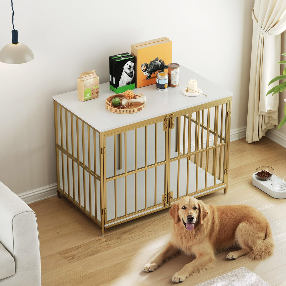 HOOBRO dog crate furniture reinforced with horizontal bars for added security
