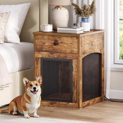 HOOBRO dog crate furniture top view with charging station for devices