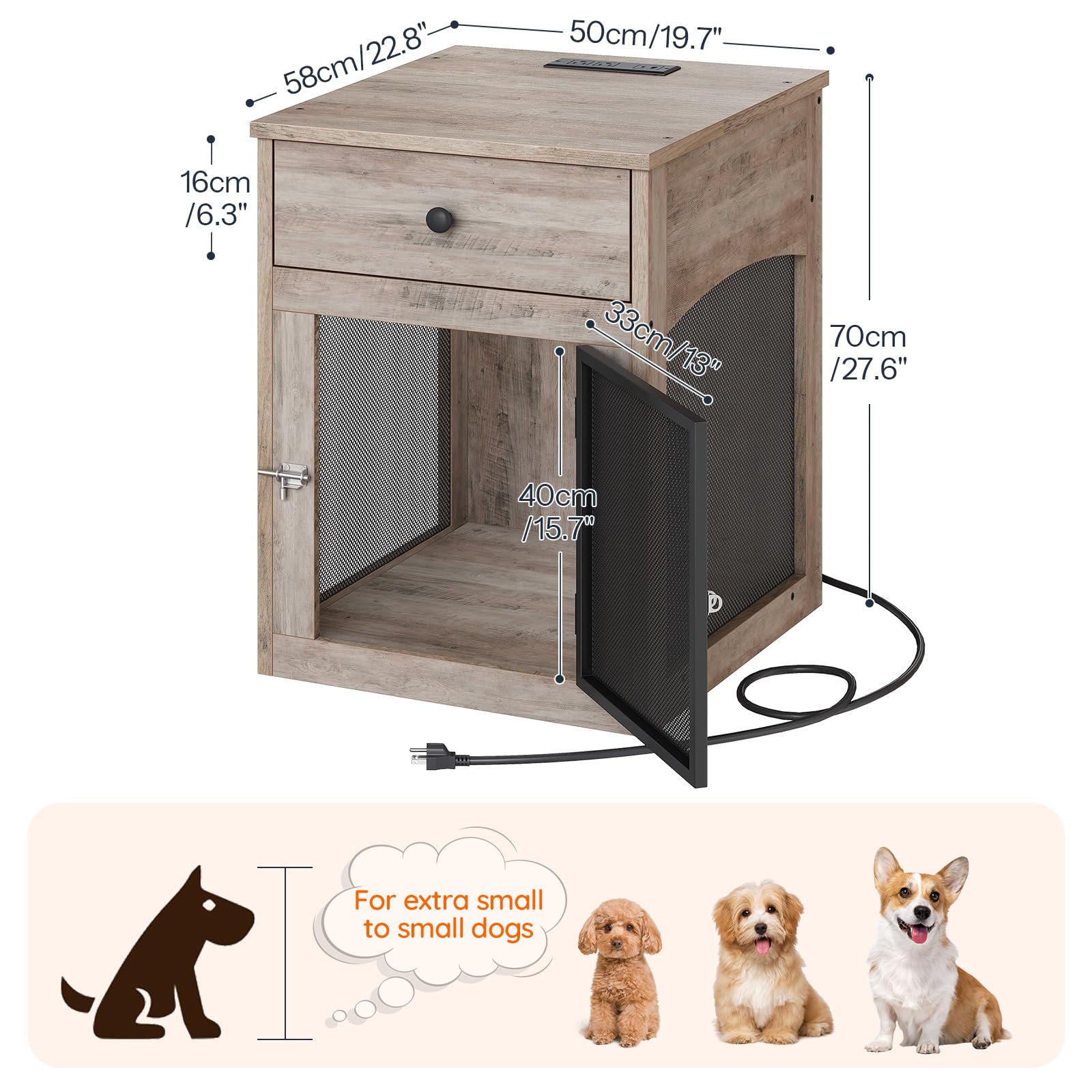 HOOBRO dog crate furniture ventilated-mesh side panel shows airflow and visibility