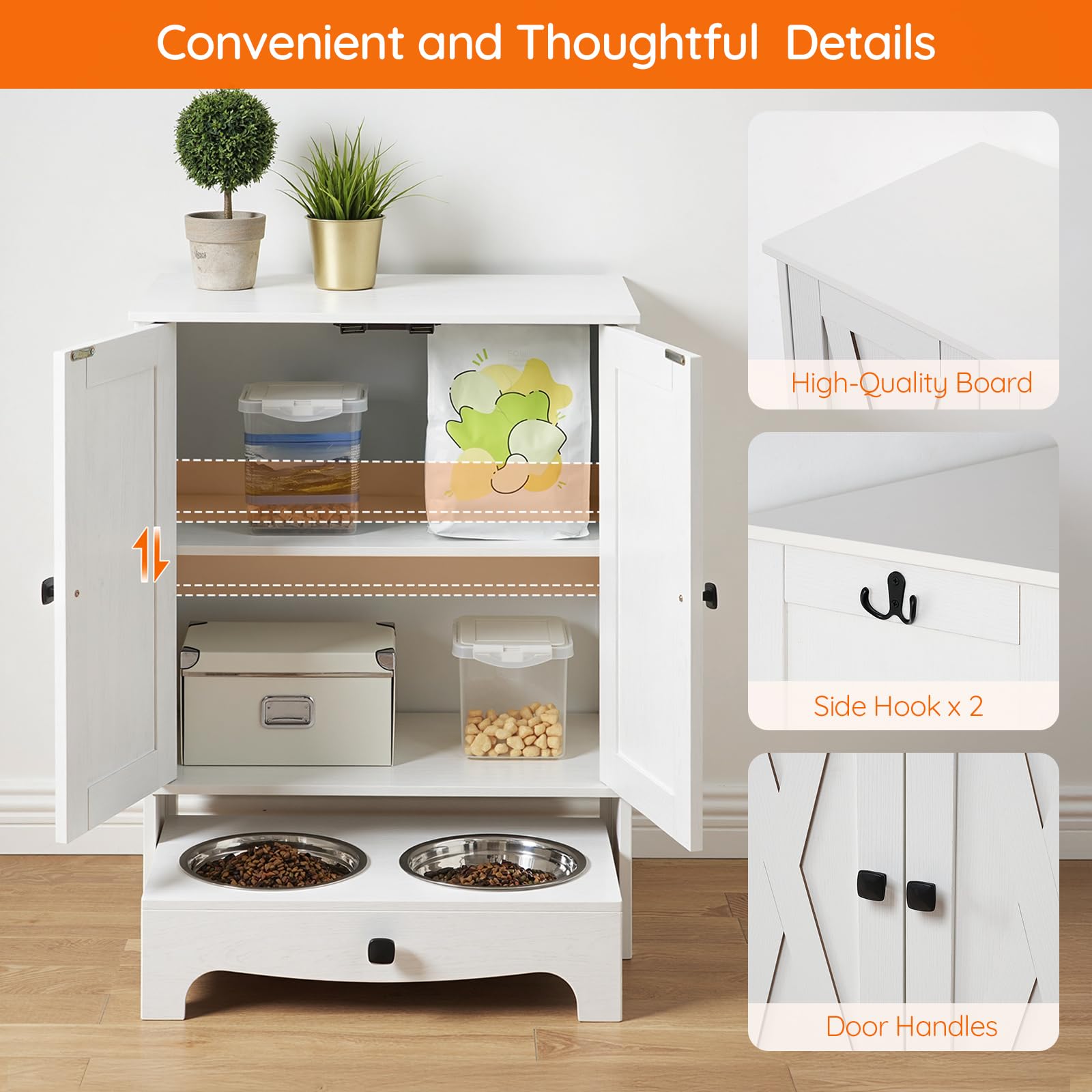 HOOBRO dog feeding station white finish complements modern interiors