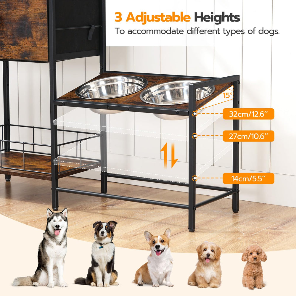 HOOBRO dog feeding station with storage compartments for organization