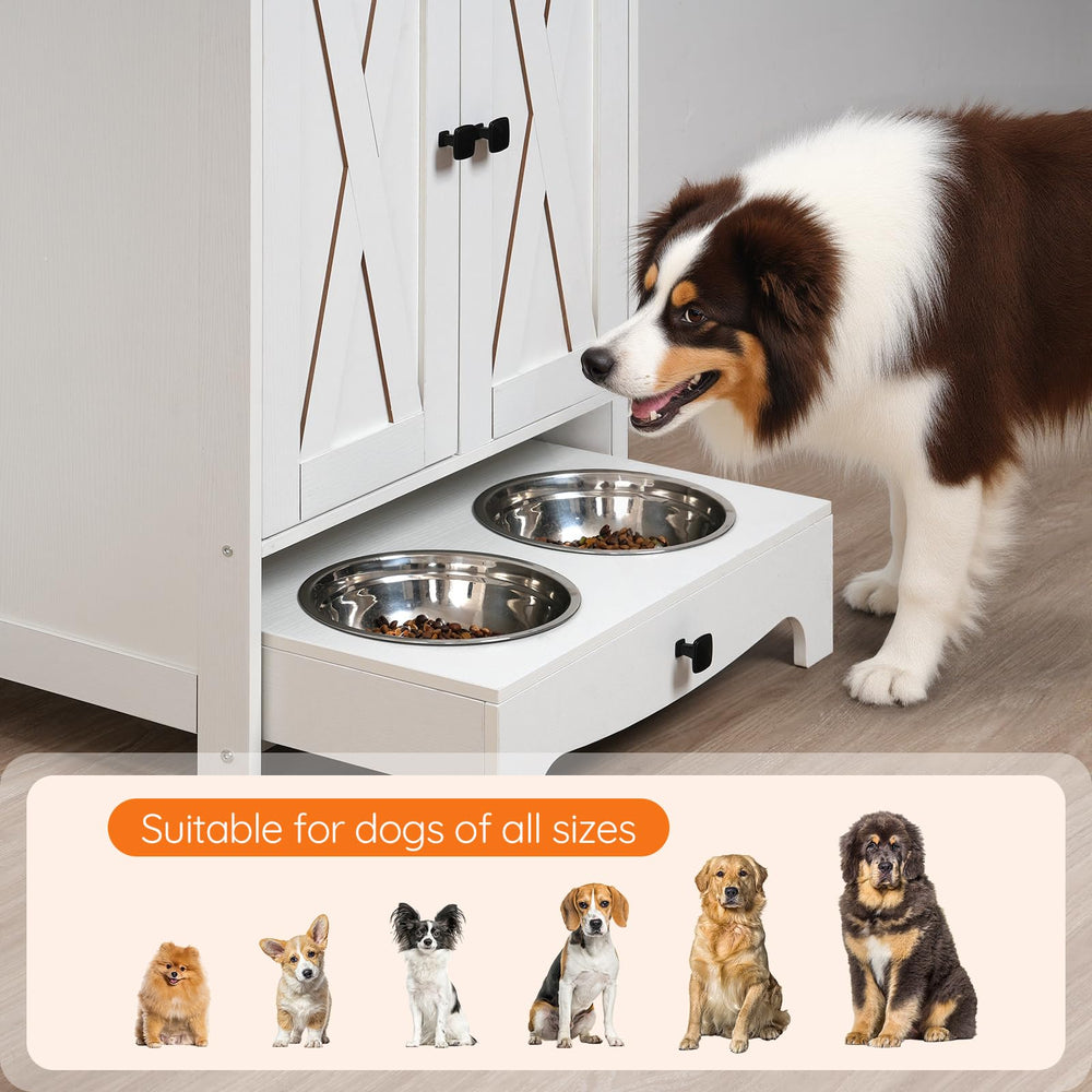 HOOBRO dog feeding station side hooks for leashes and collars within reach