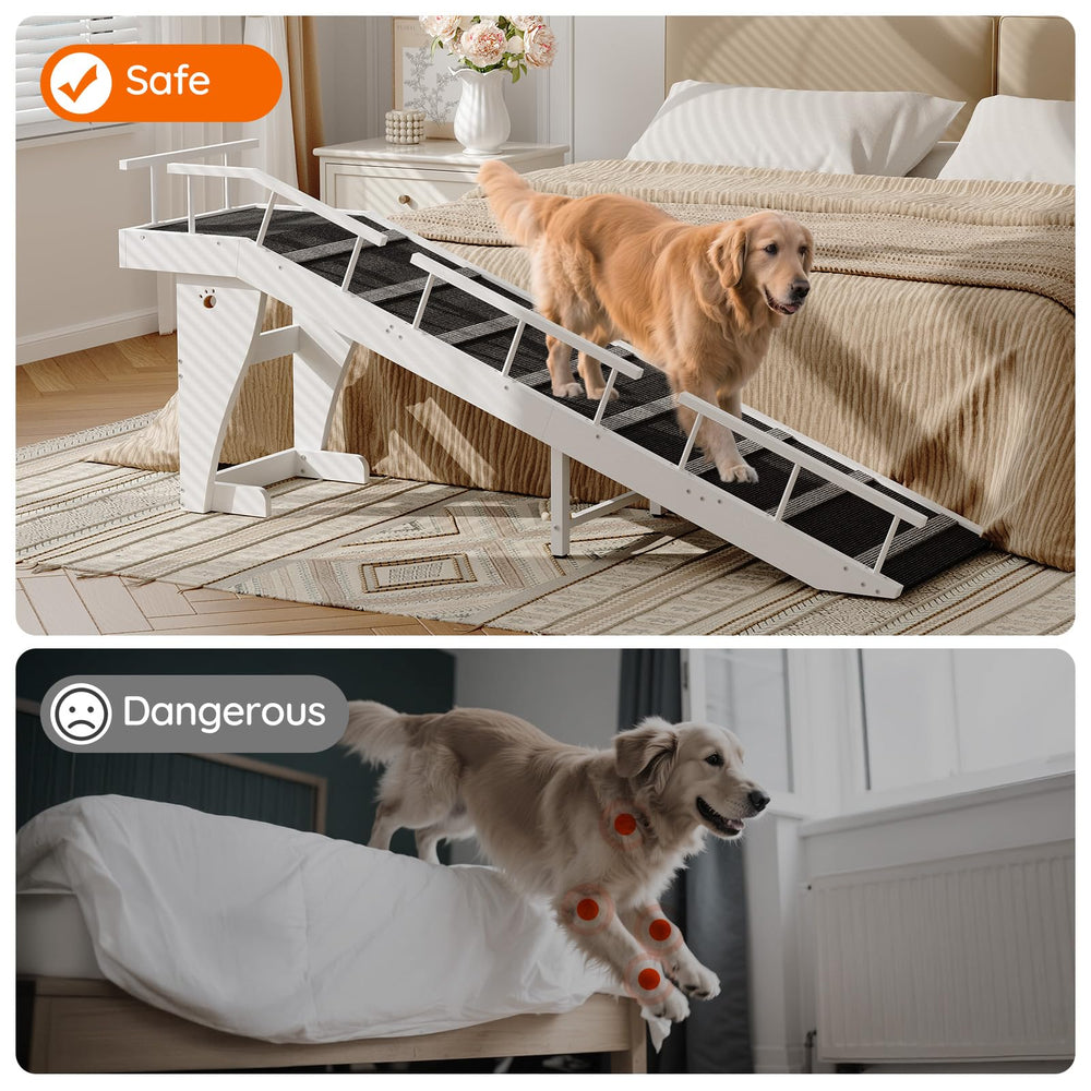 HOOBRO dog ramp heavy-base frame demonstrates sturdy support for larger dogs